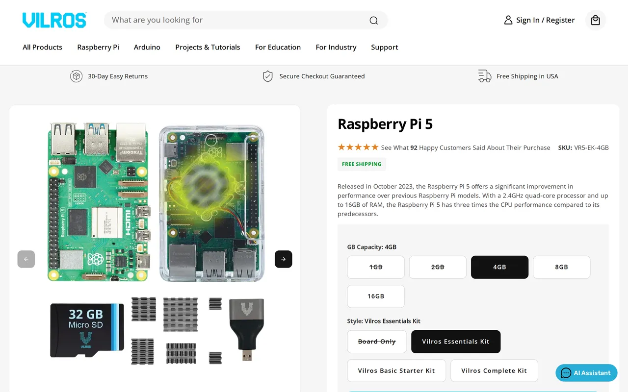 Vilros Product Detail (PDP), product detail page, captured Oct 26, 2026