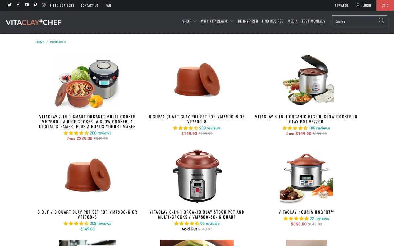 VitaClay Product Listing (PLP), category listing page, captured Oct 26, 2026