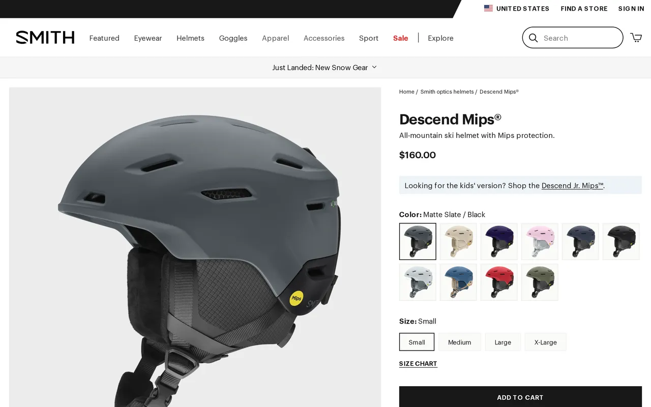 Smith Optics Product Detail (PDP), product detail page, captured Oct 29, 2026