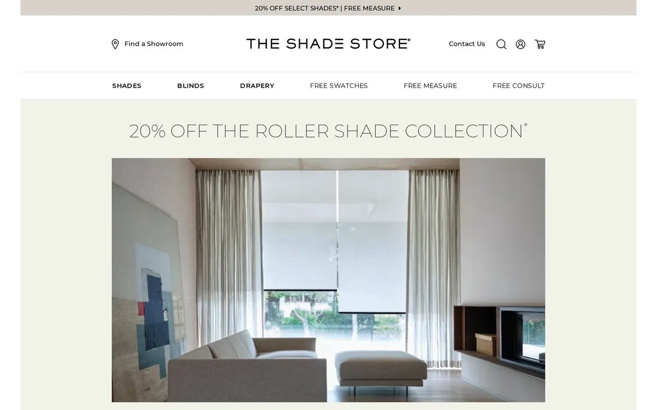 The Shade Store Navigation / Mega Menu, nav at rest, before the hover, captured Oct 29, 2026