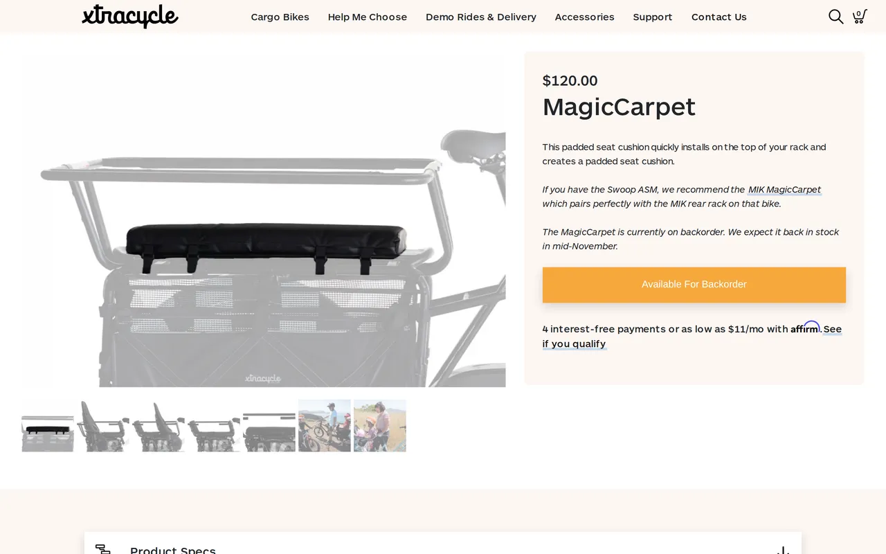 Xtracycle Product Detail (PDP), product detail page, captured Oct 26, 2026